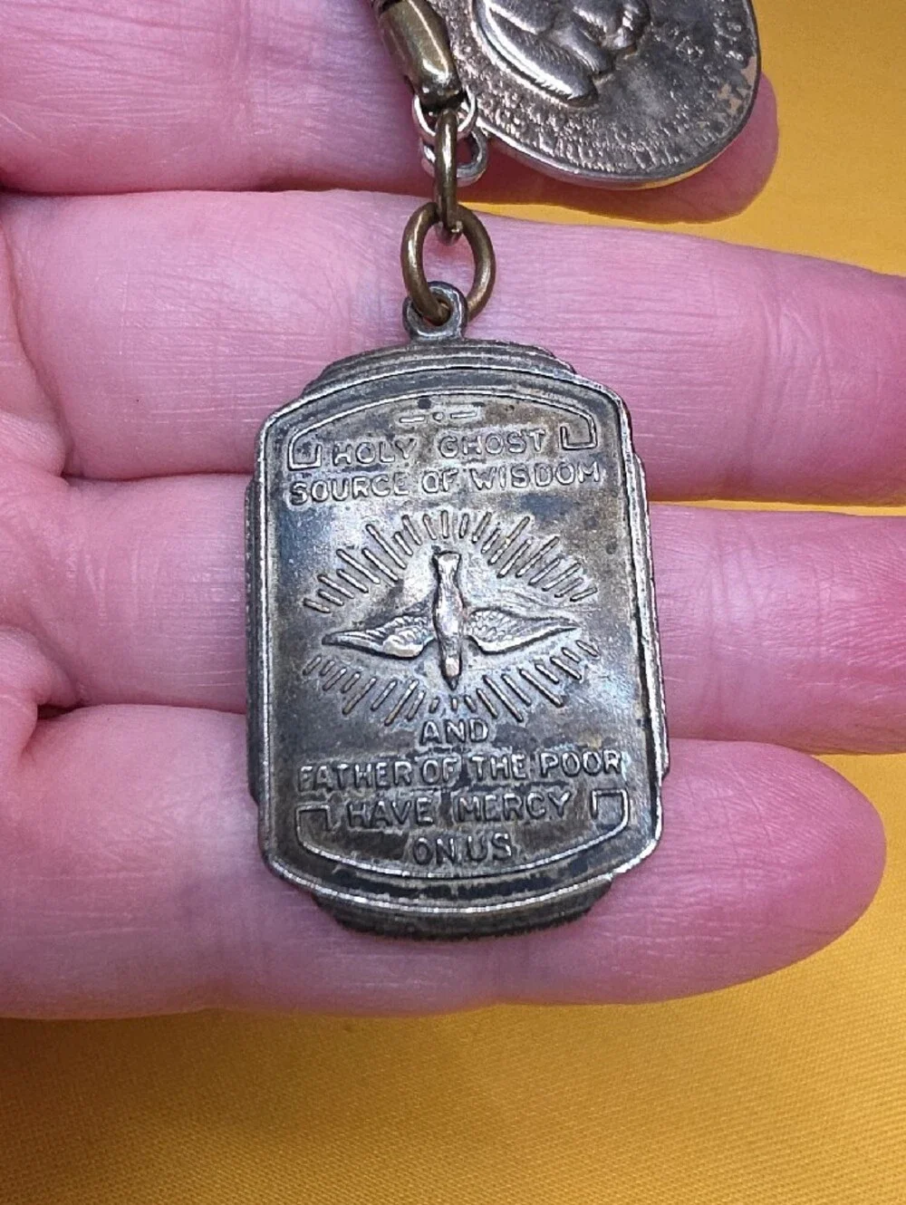 Vintage JFK Memorial & St Therese Shrine Medal Snake Chain Keychain 1960s